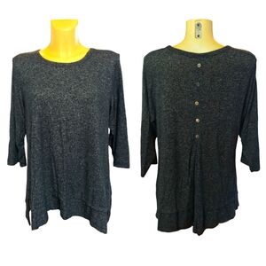 ❗$1 Bundled❗ COIN 1804 Grey & White Marled Long Sleeve Flowy Tunic